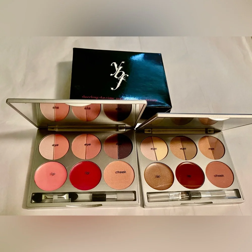 New! 2 Day Night Makeup Palettes Mirrored Metal YBF Your Best Friend Naughty